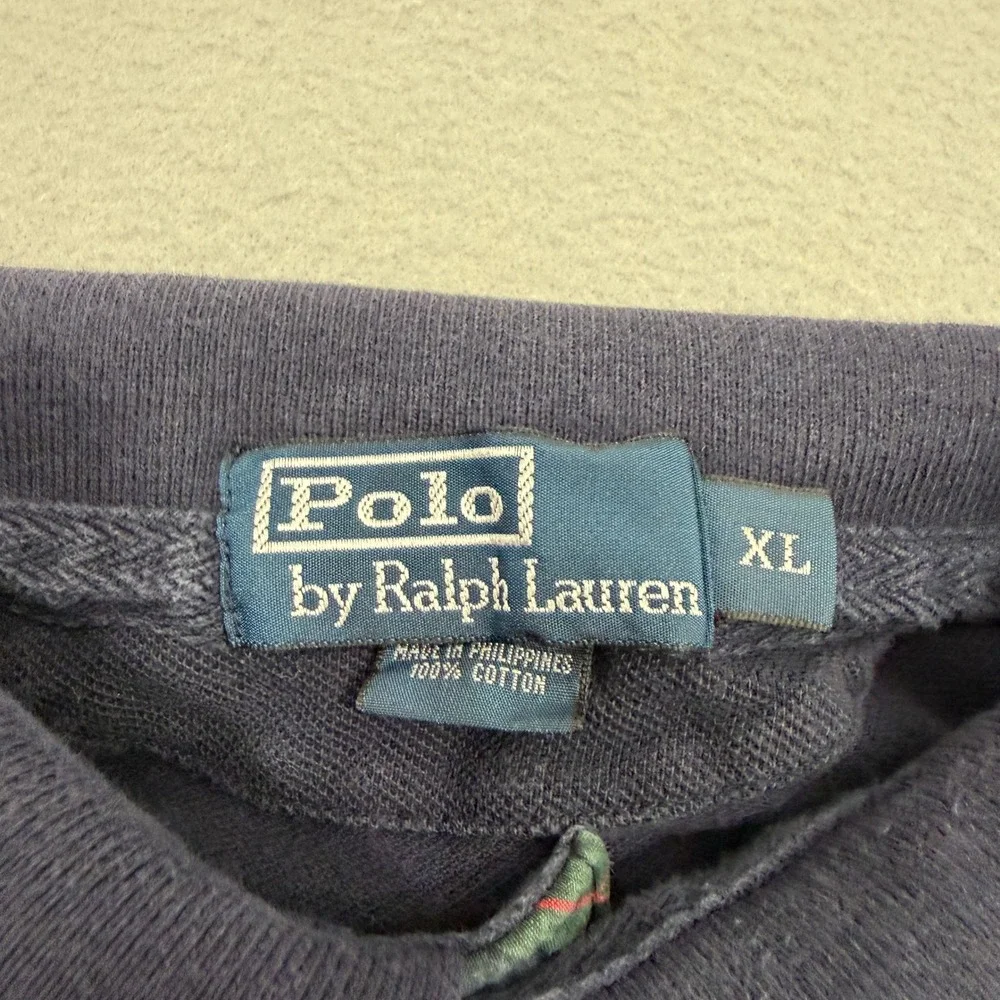 Vintage Polo Ralph Lauren Polo Men's XL Blue Equestrian Crest Long Sleeve Pique